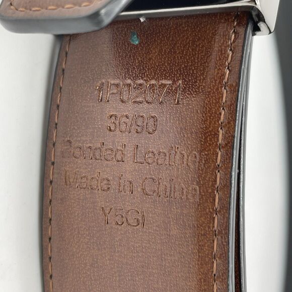 New PERRY ELLIS Reversible Leather Belt Men's 36x90 Black/Brown Professor Preppy - Picture 8 of 16